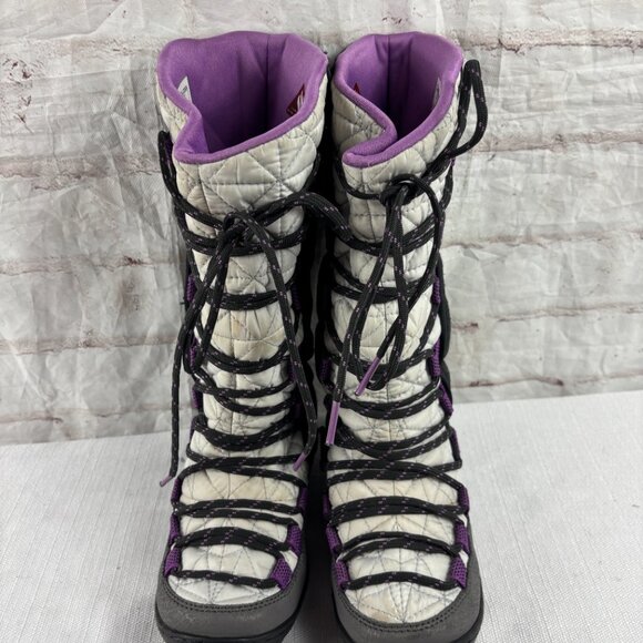 Columbia Girls Youth 1 Loveland White Purple Waterproof Winter Snow Boots - Picture 6 of 16